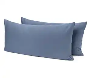 2 Biber-Kopfkissenbezüge, blau, ca. 80 x 40 cm