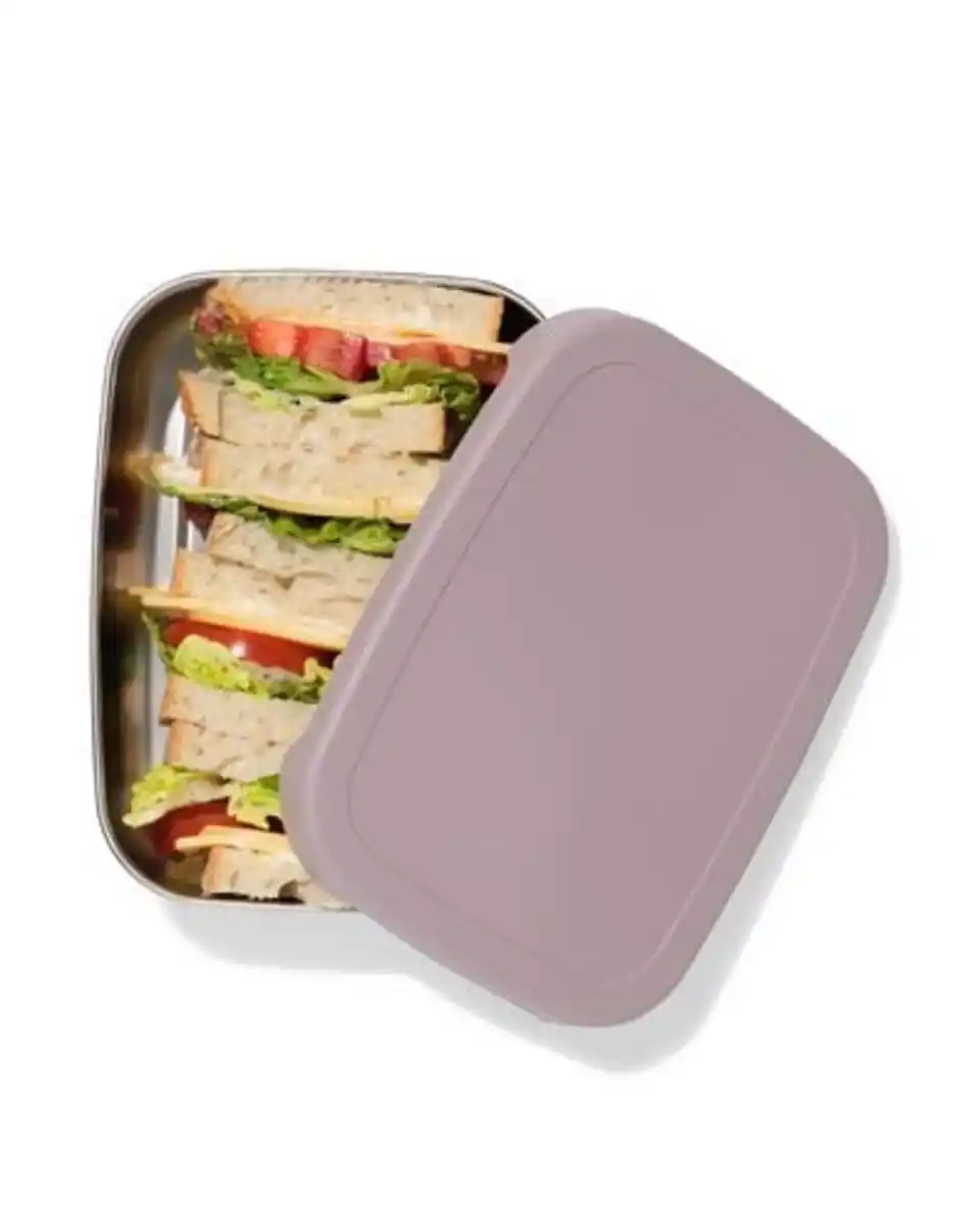 Bild 2 von Brotdose, 14,3 × 18,9 × 5,8 cm, Edelstahl, dunkelrosa