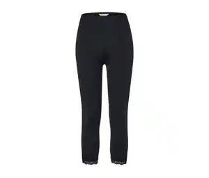 3/4-Leggings mit Spitzenborte, schwarz