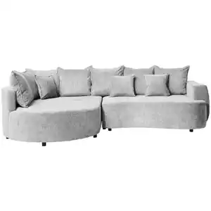 Carryhome Ecksofa, Hellgrau, Textil, 3-Sitzer, Füllung: Schaumstoff, Ottomane links, L-Form, 307x194 cm, Stoffauswahl, seitenverkehrt erhältlich, Schlafen auf Sitzhöhe, Wohnzimmer, Sofas & Couches