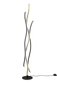 LED-Stehleuchte Blaze Schwarz/Messing max. 28 Watt, Schwarz, Messingfarben