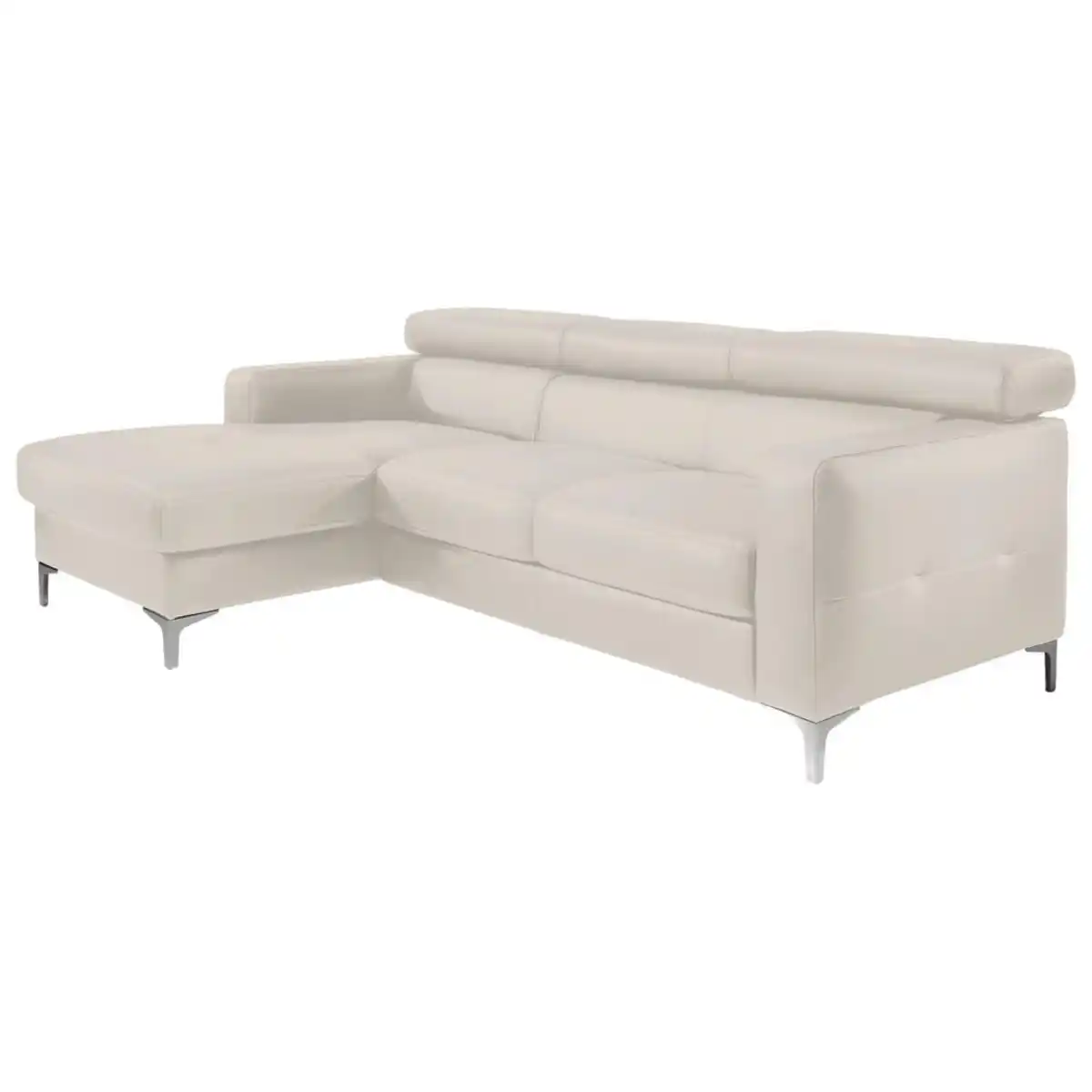 Bild 1 von Livetastic Ecksofa, Weiß, Leder, Echtleder, Rindleder, 4-Sitzer, Ottomane links, L-Form, 226x169 cm, Made in EU, seitenverkehrt erhältlich, Rücken echt, Armteil links, rechts, Wohnzimmer, Sofas &