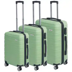 Novel Reisekofferset, Hellgrün, Metall, Kunststoff, Textil, 3-teilig, Zahlenschloss, höhenverstellbarer Teleskopgriff, 360°-Rollensystem, Tragehenkel, Netzfach, Freizeit, Koffer & Taschen, Reiseko