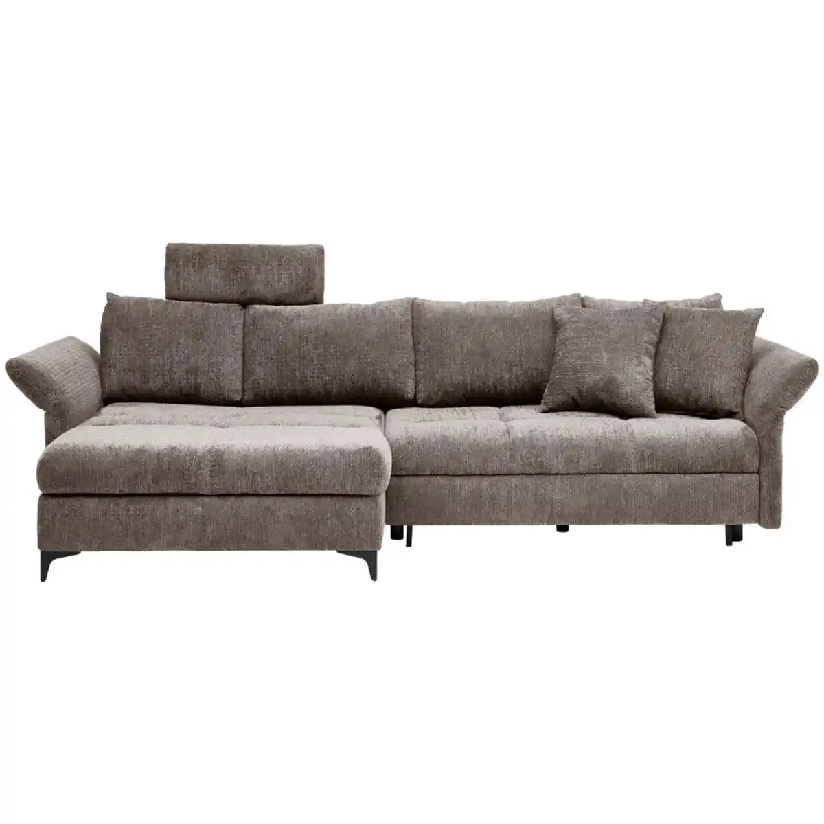 Bild 1 von Hom`in Ecksofa, Taupe, Textil, 2-3-Sitzer, Füllung: Silikon, Schaumstoffflocken,Silikon, Schaumstoffflocken, Ottomane rechts, seitenverkehrt montierbar, L-Form, 291x153 cm, Liegefunktion, Schlafen a