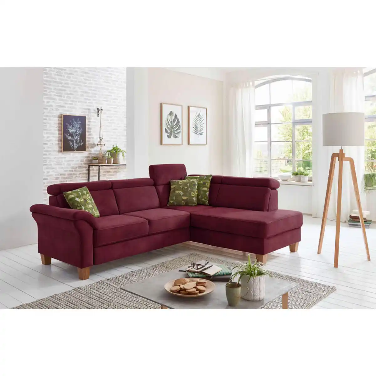 Bild 1 von Sit & More Ecksofa, Bordeaux, Textil, Buche, 5,5-Sitzer, Ottomane rechts, L-Form, 245x194 cm, Goldenes M, Oeko-Tex® Standard 100, Made in Europe, DGM-Klimapakt, Schlafen auf Sitzhöhe, Rücken echt,
