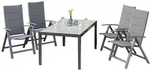 Gartenmöbel Set 5-tlg. Florenz aus Aluminium, Graphitfarben, Dunkelgrau