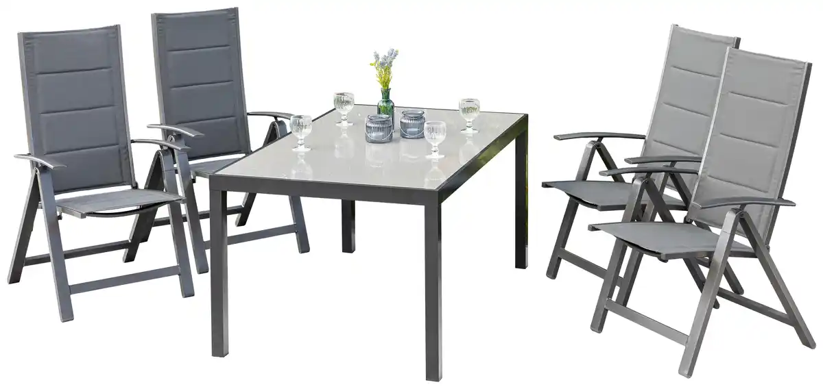 Bild 1 von Gartenmöbel Set 5-tlg. Florenz aus Aluminium, Graphitfarben, Dunkelgrau