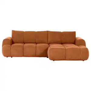 Carryhome Ecksofa, Rost, Textil, 2-3-Sitzer, Füllung: Polyetherschaumkern, Ottomane rechts, L-Form, 274x174 cm, Liegefunktion, seitenverkehrt erhältlich, Schlafen auf Sitzhöhe, Rücken echt, Wohnz