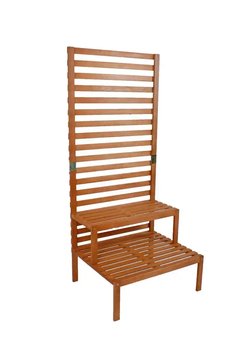 Bild 1 von Sichtschutz mit Pflanztreppe ca.76x180x66cm Eukalyptusholz, Eukalyptusholzfarben