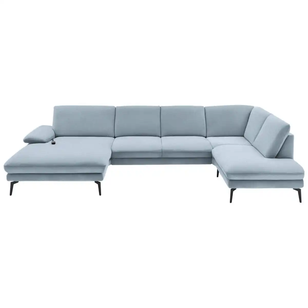 Bild 1 von Dieter Knoll Wohnlandschaft, Hellblau, Textil, 4-Sitzer, U-Form, 344x208 cm, Fußauswahl, Stoffauswahl, Sitzqualitäten, seitenverkehrt erhältlich, Hocker Rücken echt, individuell planbar, Wohnzimm