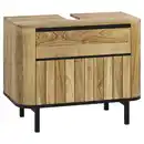 Bild 1 von Livetastic Waschbeckenunterschrank, Natur, Schwarz, Holz, Akazie, massiv, Holz, 2 Schubladen, 82x65x42 cm, stehend, Badezimmer, Badezimmerschränke, Waschbeckenunterschränke