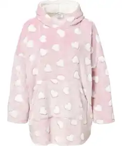 Fleece-Bigshirt Herzen, altrosa