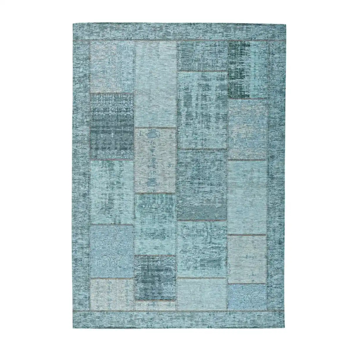 Bild 1 von Novel Flachwebeteppich, Türkis, Textil, Patchwork, rechteckig, 80x150 cm, in verschiedenen Größen erhältlich, Teppiche & Böden, Teppiche, Moderne Teppiche