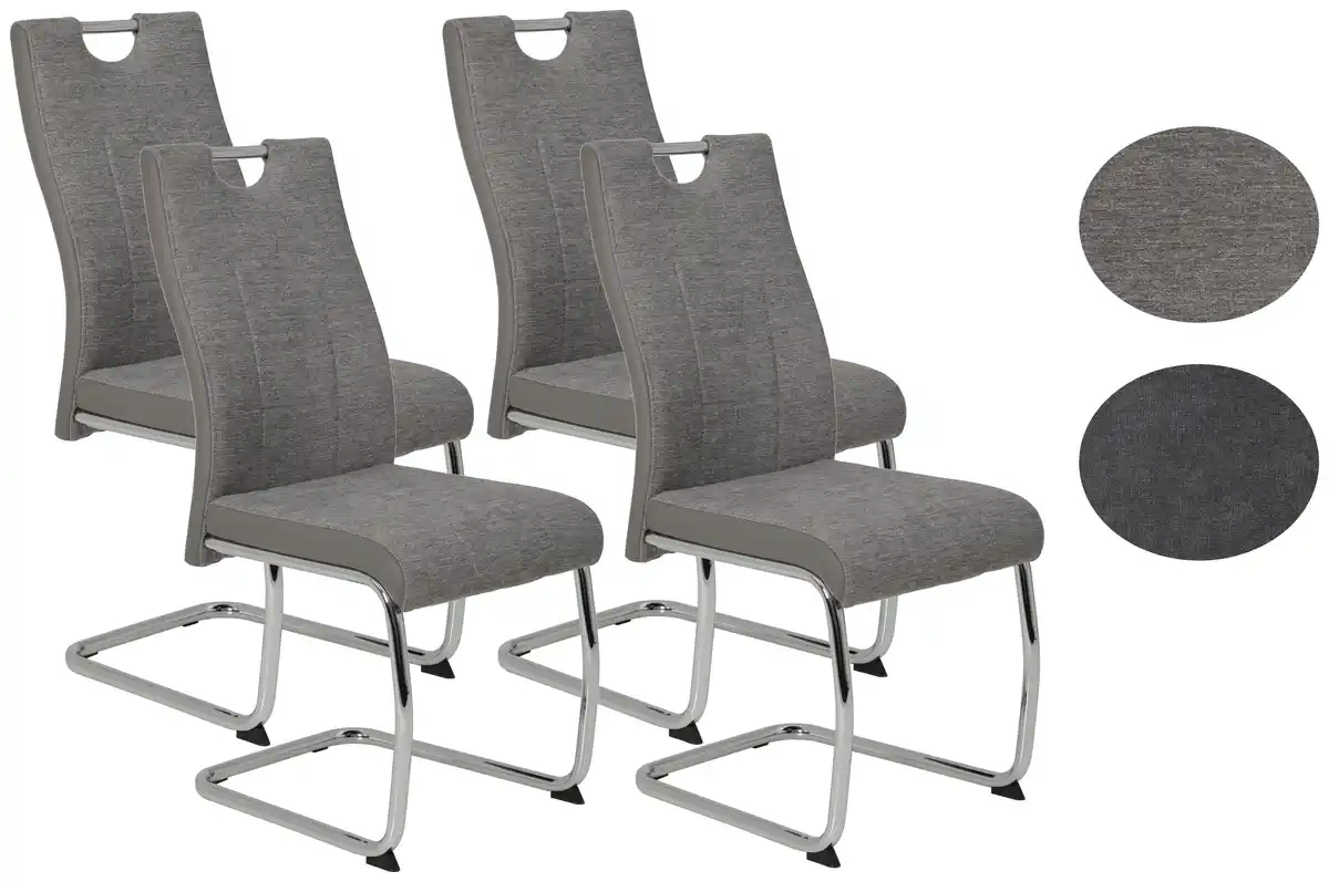 Bild 1 von Schwingstuhl Alina 4er-Set Grau Webstoff, Grau
