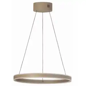 Fischer & Honsel Led-Hängeleuchte Silvio, Greige, Metall, Glas, rund,rund, 50-180 cm, höhenverstellbar, Farbtemperaturwechsler, Lampen & Leuchten, Innenbeleuchtung, Leuchten nach Räumen, Esstischl