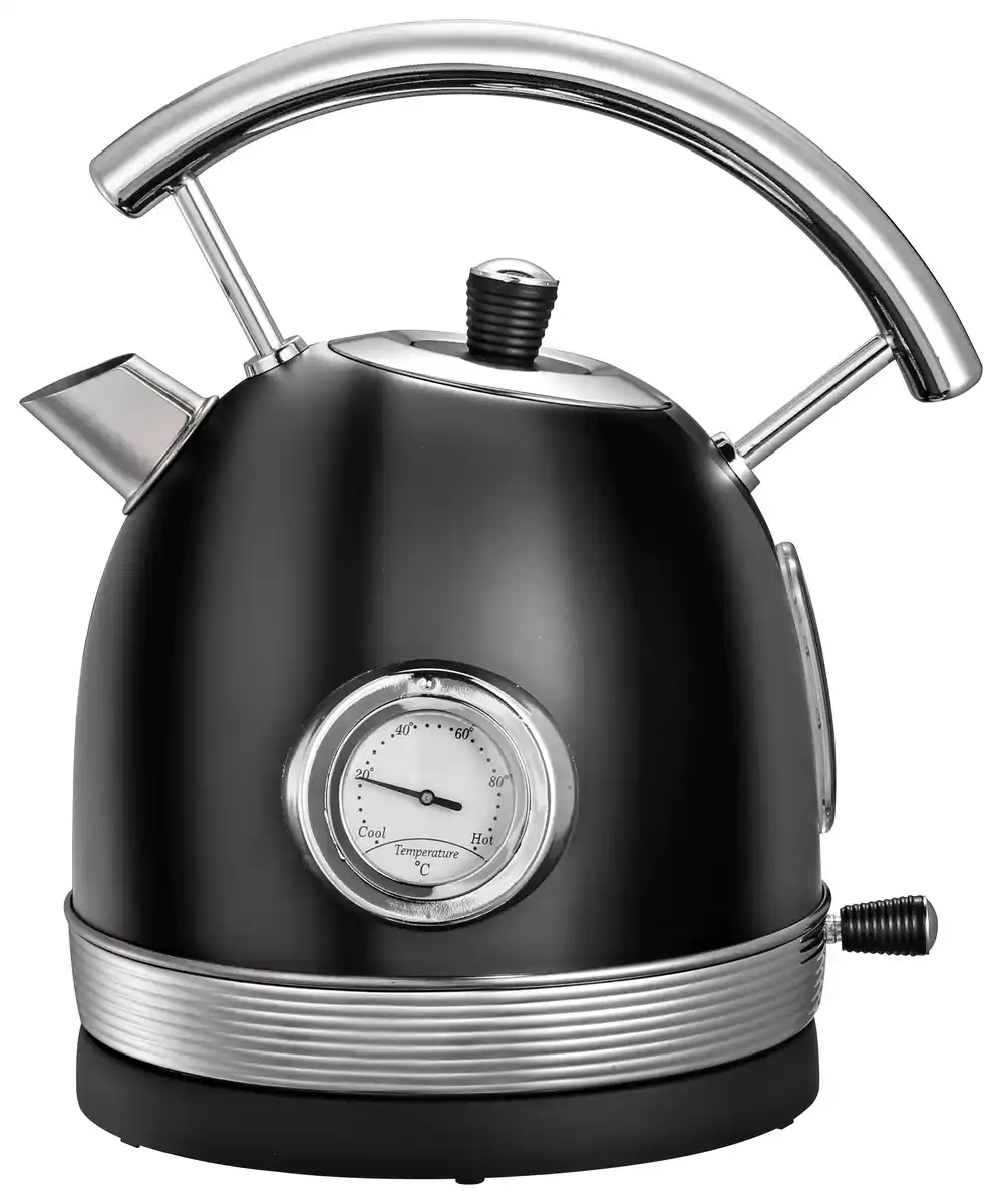 Bild 1 von Wasserkocher Retro aus Edelstahl in Schwarz, Schwarz, Edelstahlfarben