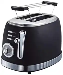 Toaster Retro aus Edelstahl in Schwarz, Schwarz, Edelstahlfarben