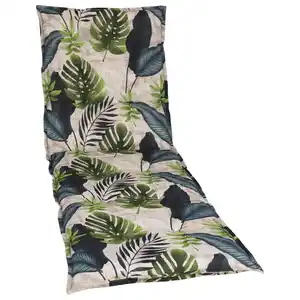 Liegenauflage, Blau, Grün, Hellgrau, Textil, Blätter, Füllung: Schaumstoff, Vlies, 60x8x190 cm, mittels Bändern zu befestigen, Gurtband befestigen, Outdoor-Kissen, Liegenauflagen