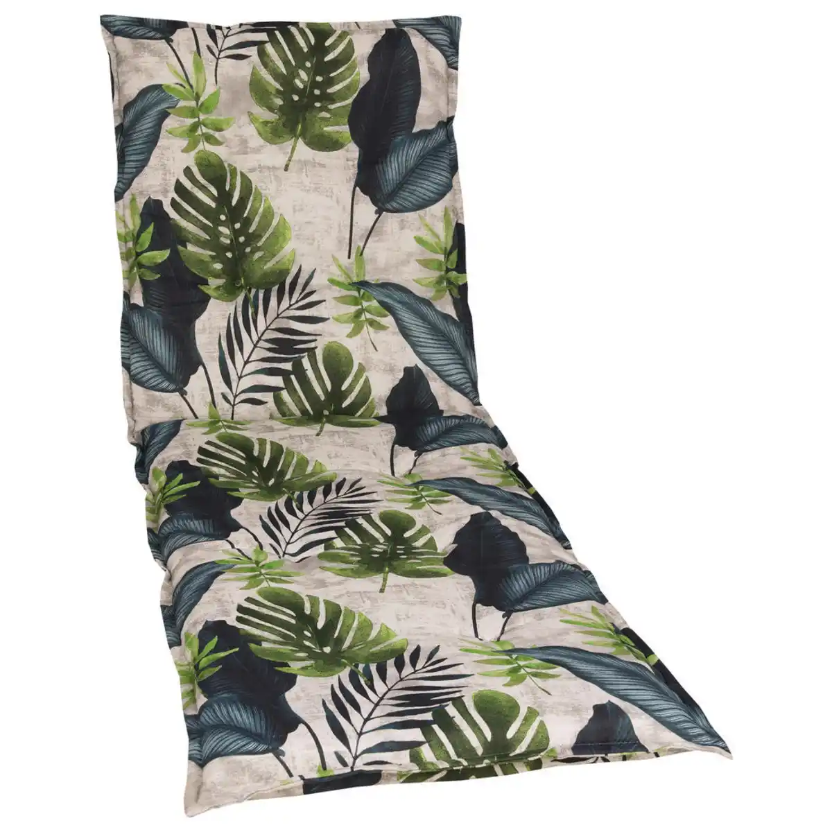 Bild 1 von Liegenauflage, Blau, Grün, Hellgrau, Textil, Blätter, Füllung: Schaumstoff, Vlies, 60x8x190 cm, mittels Bändern zu befestigen, Gurtband befestigen, Outdoor-Kissen, Liegenauflagen