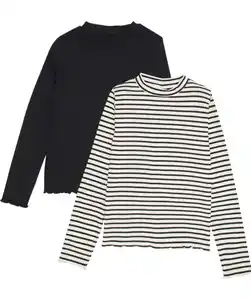 Langarmshirt, schwarz/weiß