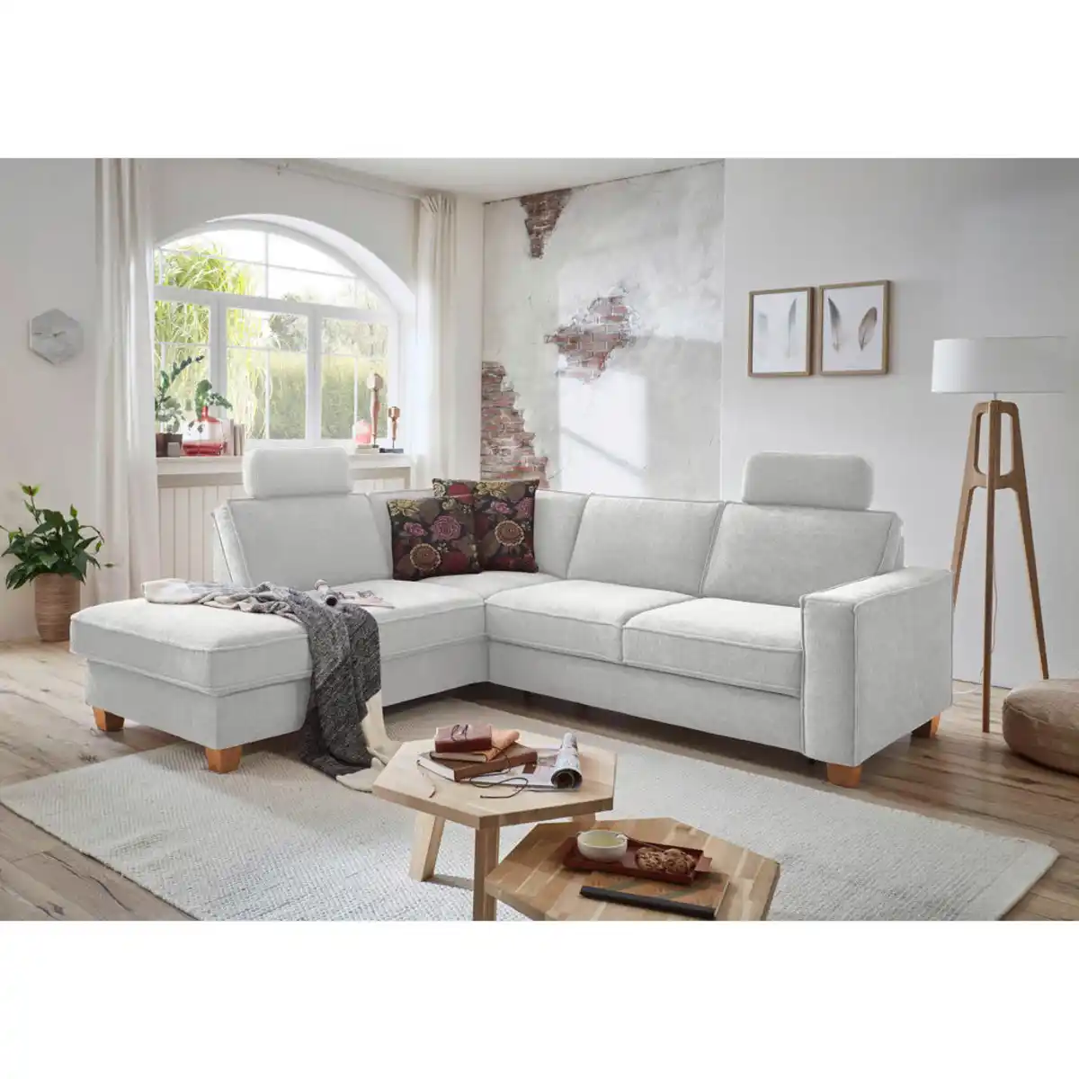 Bild 1 von Sit & More Ecksofa, Silber, Textil, Buche, massiv, 5,5-Sitzer, Ottomane links, L-Form, 236x213 cm, Oeko-Tex® Standard 100, Made in Europe, DGM-Klimapakt, Goldenes M, Schlafen auf Sitzhöhe, Rücken