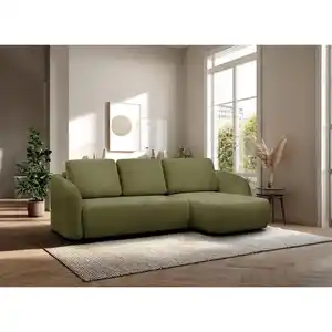 Mid.you Ecksofa Porto, Olivgrün, Textil, 3-Sitzer, Ottomane rechts, L-Form, 270x154 cm, Made in EU, Wohnzimmer, Sofas & Couches, Wohnlandschaften, Ecksofas