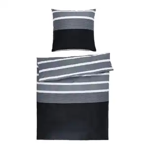 Janine Bettwäsche J.d., Schwarz, Silber, Textil, Streifen, 135x200 cm, Textiles Vertrauen - Oeko-Tex®, bügelfrei, pflegeleicht, atmungsaktiv, hautfreundlich, saugfähig, schadstoffgeprüft, Schlaf