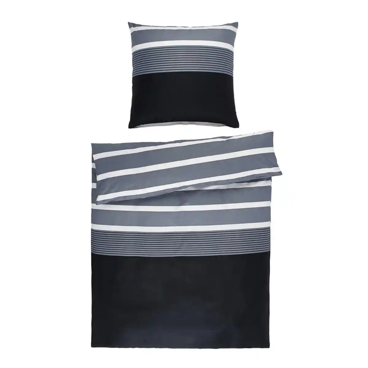 Bild 1 von Janine Bettwäsche J.d., Schwarz, Silber, Textil, Streifen, 135x200 cm, Textiles Vertrauen - Oeko-Tex®, bügelfrei, pflegeleicht, atmungsaktiv, hautfreundlich, saugfähig, schadstoffgeprüft, Schlaf