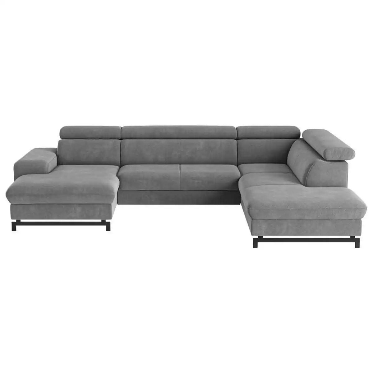 Bild 1 von Mid.you Wohnlandschaft, Grau, Textil, 6-Sitzer, U-Form, Ottomane rechts, 328x215 cm, seitenverkehrt erhältlich, Bettfunktion Rücken echt, Armteil links, Liegefunktion, Stoffauswahl, Bettkasten Type