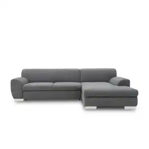 Mid.you Ecksofa Nika, Dunkelgrau, Textil, Wenge, Uni, 4-Sitzer, L-Form, 277x156 cm, Made in EU, FSC Mix, Rücken echt, Armteil links, rechts, Wohnzimmer, Sofas & Couches, Wohnlandschaften, Ecksofas