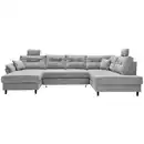 Bild 1 von Livetastic Wohnlandschaft, Silber, Textil, Buche, 6-Sitzer, Füllung: Schaumstoff, Ottomane rechts, U-Form, 338x206 cm, Liegefunktion, Schlafen auf Sitzhöhe, Rücken echt, Armteil links, Wohnzimmer,