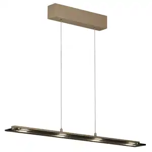 Fischer & Honsel Led-Hängeleuchte Torvi, Greige, Metall, Glas, länglich,länglich, 9x88 cm, höhenverstellbar, Farbtemperaturwechsler, Lampen & Leuchten, Innenbeleuchtung, Leuchten nach Räumen, Es