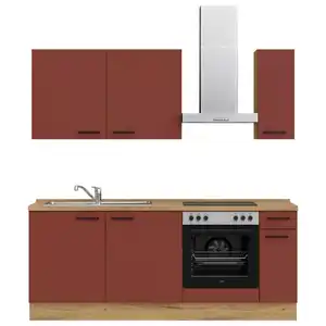 Nobilia Küchenleerblock Easytouch, Rot, Eiche, Metall, 1 Schubladen, nur wie online abgebildet bestellbar, 210 cm, Blauer Engel, Pefc, Goldenes M, Made in Germany, DGM-Klimapakt, seitenverkehrt erh