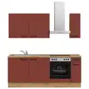 Bild 1 von Nobilia Küchenleerblock Easytouch, Rot, Eiche, Metall, 1 Schubladen, nur wie online abgebildet bestellbar, 210 cm, Blauer Engel, Pefc, Goldenes M, Made in Germany, DGM-Klimapakt, seitenverkehrt erh