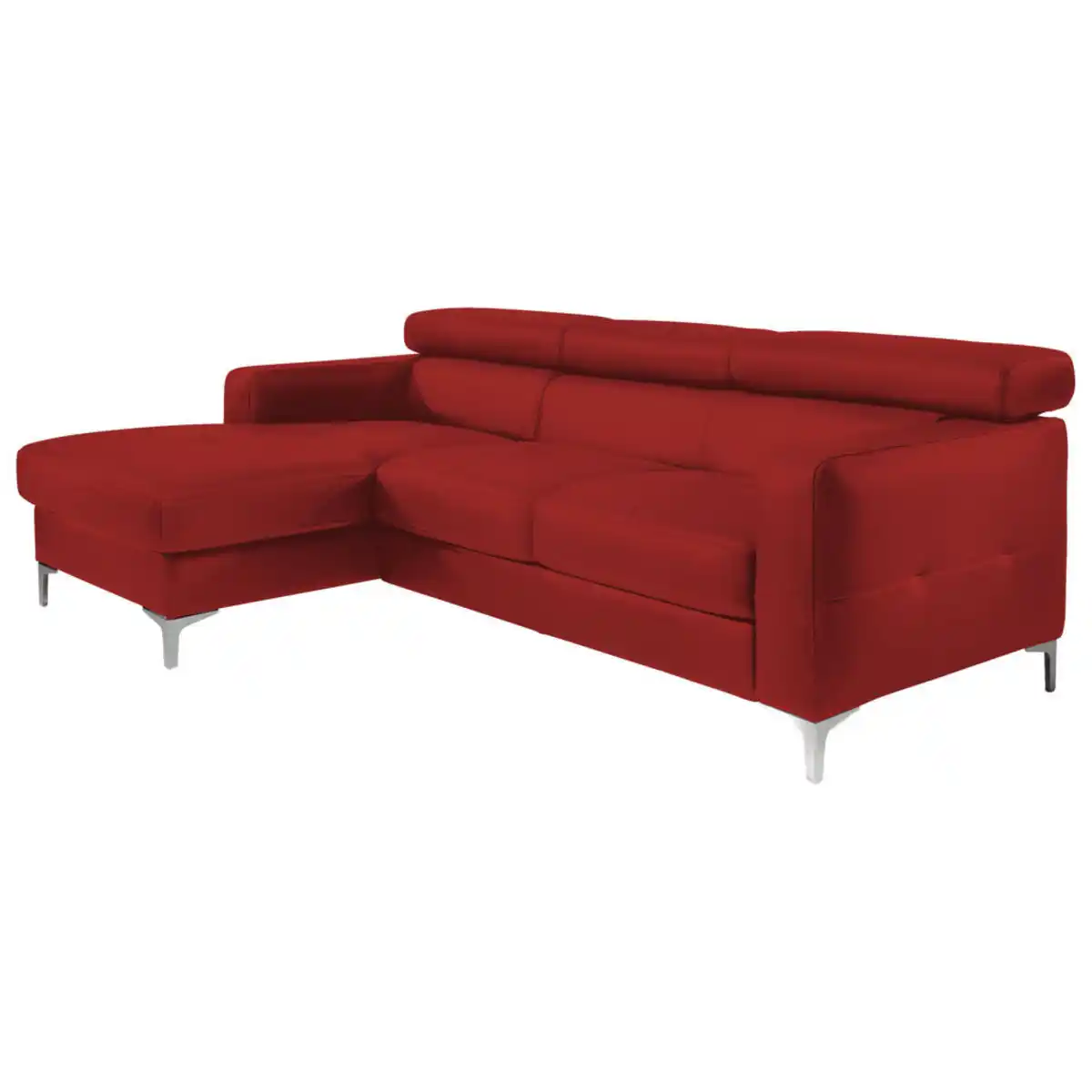 Bild 1 von Livetastic Ecksofa, Rot, Leder, Echtleder, Rindleder, 4-Sitzer, Ottomane links, L-Form, 226x169 cm, Made in EU, seitenverkehrt erhältlich, Rücken echt, Armteil links, rechts, Wohnzimmer, Sofas & Co