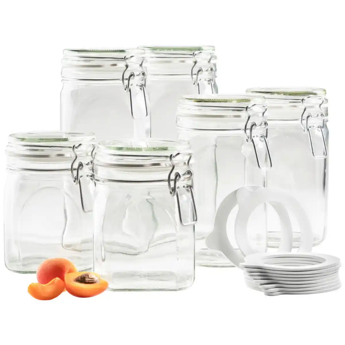 Bild 1 von Mäser Einmachglas-Set, Glas, lebensmittelecht, Bügelverschluss, luftdichter Verschluss, auslaufsicher, unbefüllt, Küchenzubehör, Vorratsbehälter, Einmachgläser