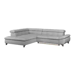 Livetastic Ecksofa, Hellgrau, Textil, 4-Sitzer, Ottomane links, L-Form, 312x234 cm, Typenauswahl, Stoffauswahl, seitenverkehrt erhältlich, Bettfunktion Hocker Armteil rechts, Wohnzimmer, Sofas & Cou