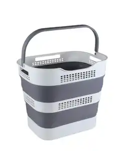 Faltbarer Einkaufskorb, grau/weiß