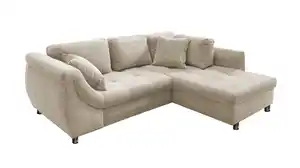 Ecksofa Cord beige Schlaffunktion Bettkasten 250 x 190 cm - AGIRA