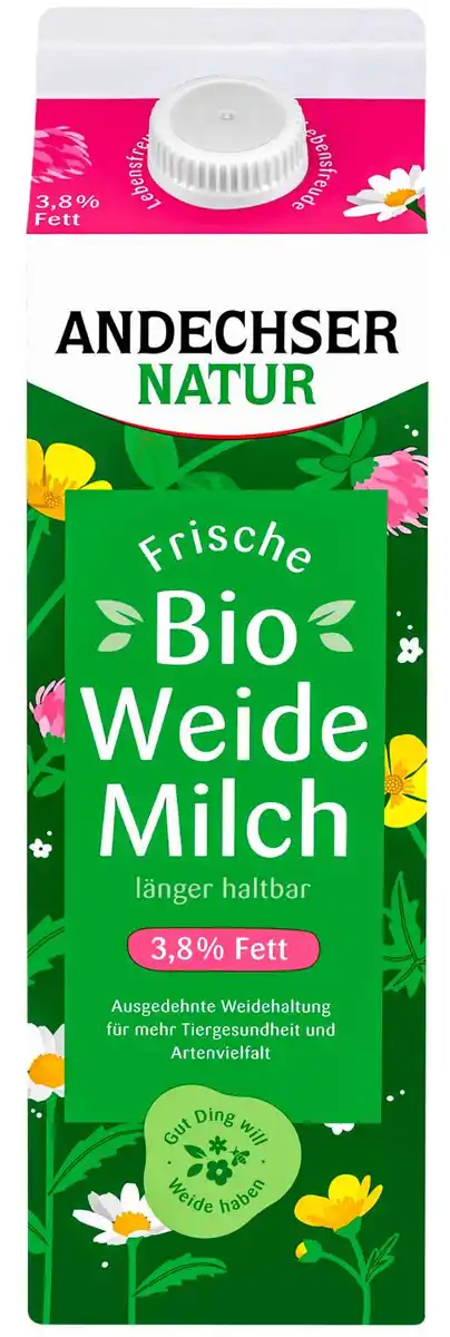 Bild 1 von ANDECHSER NATUR Bioland frische Weidemilch 3,8 % Fett, 1-l-Packg.