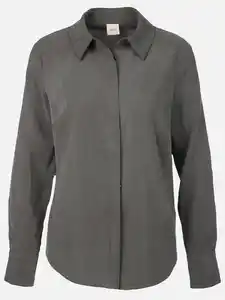Damen Langarmbluse mit verdeckter Knopfleiste Grau