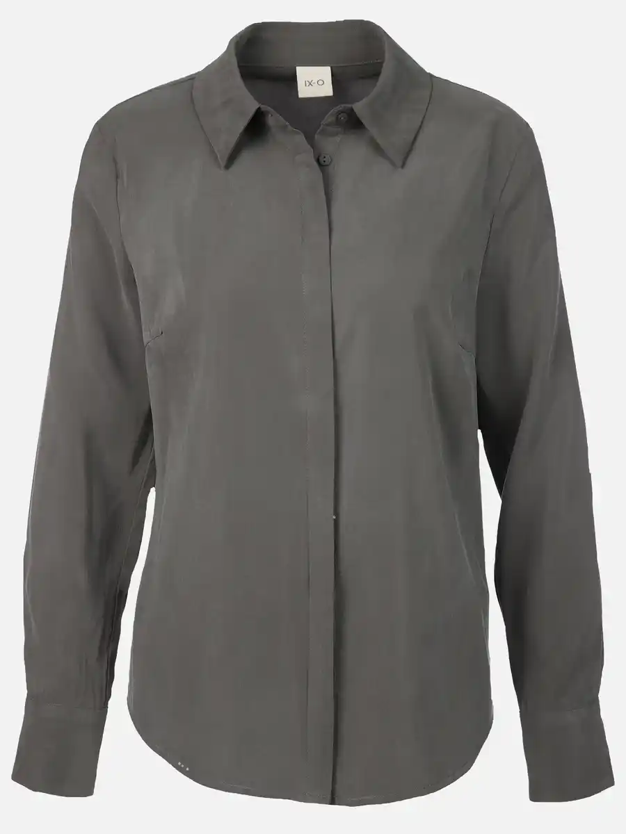 Bild 1 von Damen Langarmbluse mit verdeckter Knopfleiste Grau