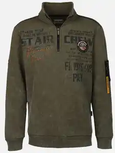 Herren Sweattroyer mit Print Oliv