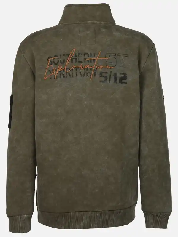 Bild 2 von Herren Sweattroyer mit Print Oliv