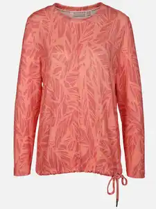 Damen Flauschshirt mit Blätterprint Rosa