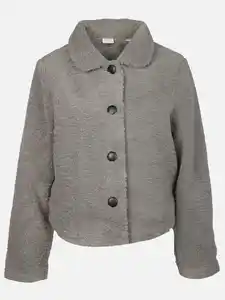 Damen Teddyjacke in kurzer Form Grau