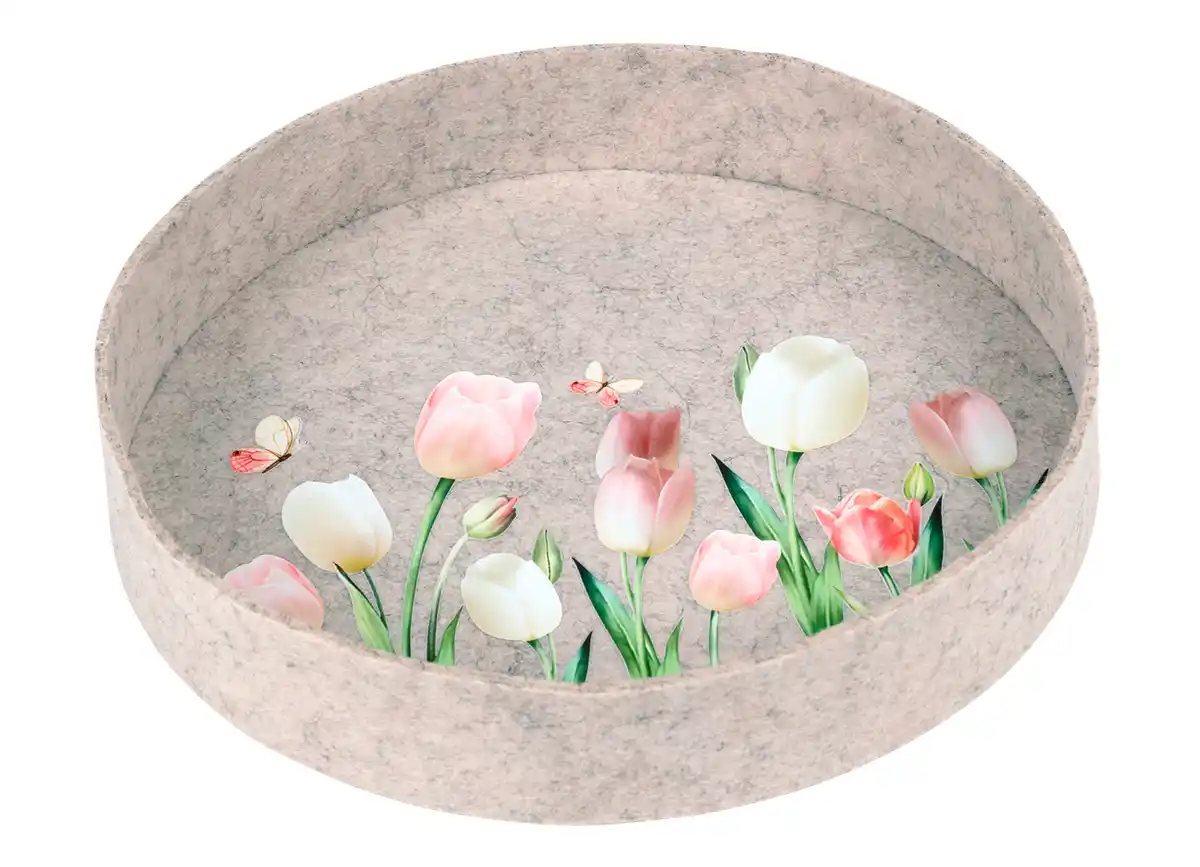 Bild 1 von Filztablett mit Tulpendruck