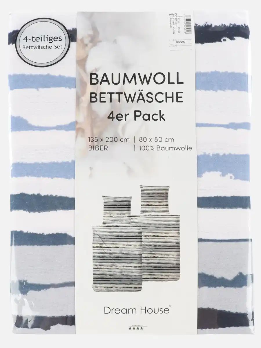 Bild 2 von Biber Bettwäsche im 4er Pack 135x200cm Blau