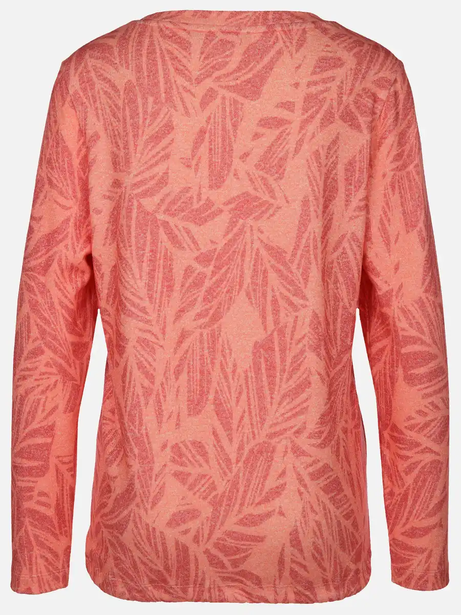 Bild 2 von Damen Flauschshirt mit Blätterprint Rosa