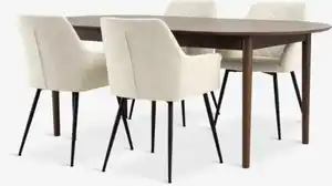 MARSTRAND L200/280 Tisch d.eiche + 4 PURHUS off-white